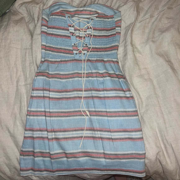 dolce vita blue strapless striped dress - Picture 2 of 4